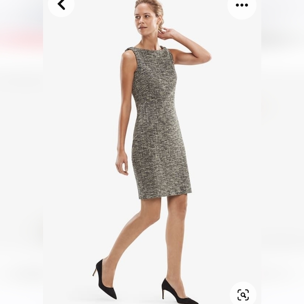 *MM Lafleur Lydia women's gray boucle tweed twisted strap sheath pencil dress 4